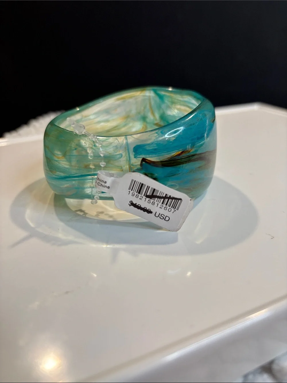 Free People Handmade Turquoise Swirl Resin Bangle Bracelet